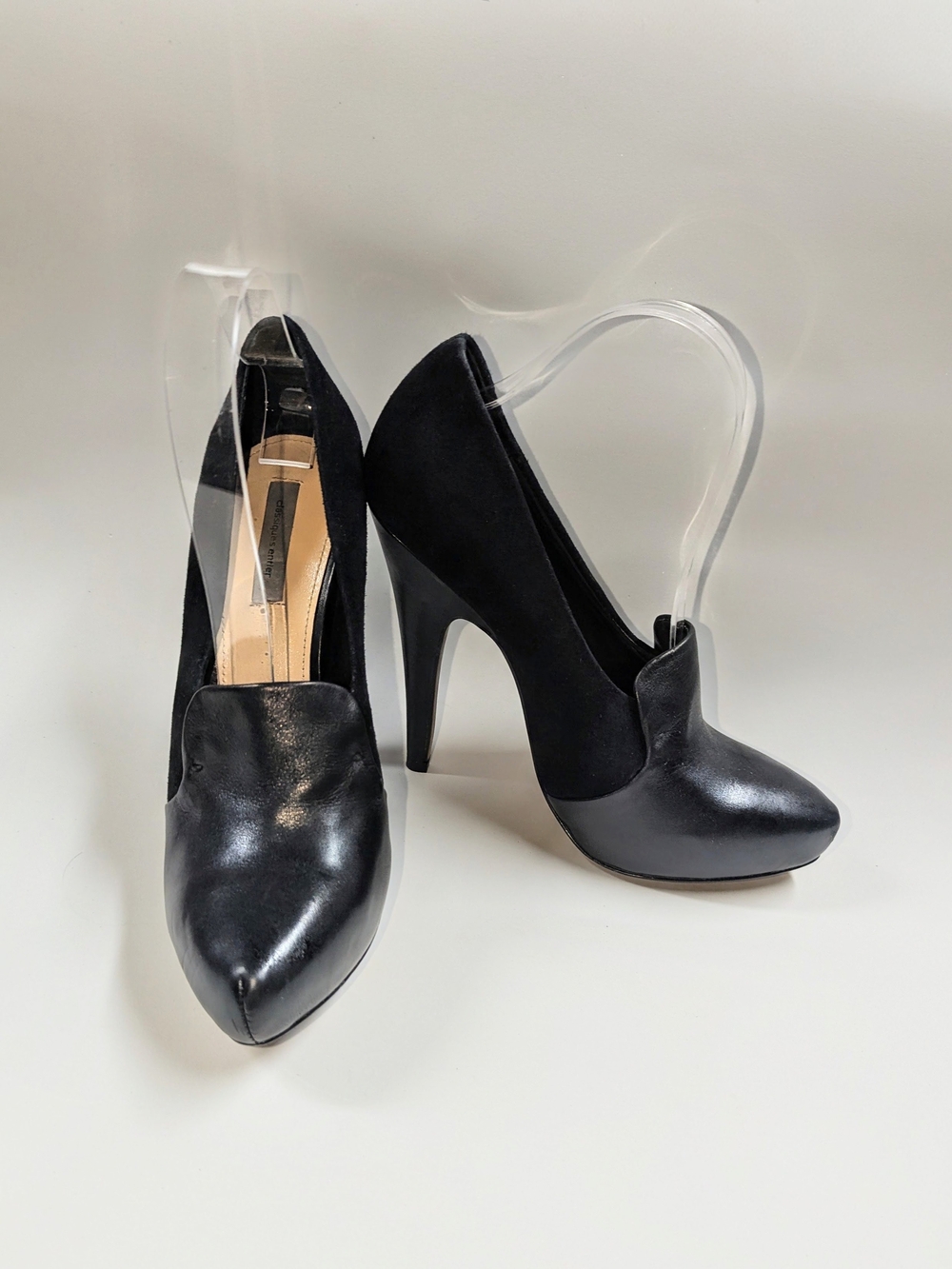 Classiques Entier Black Pointed Leather & Suede High Heels